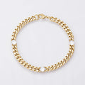 Gold Stainless Steel 6.3mm Triple CZ Curb Chain 8.5 Inch Bracelet