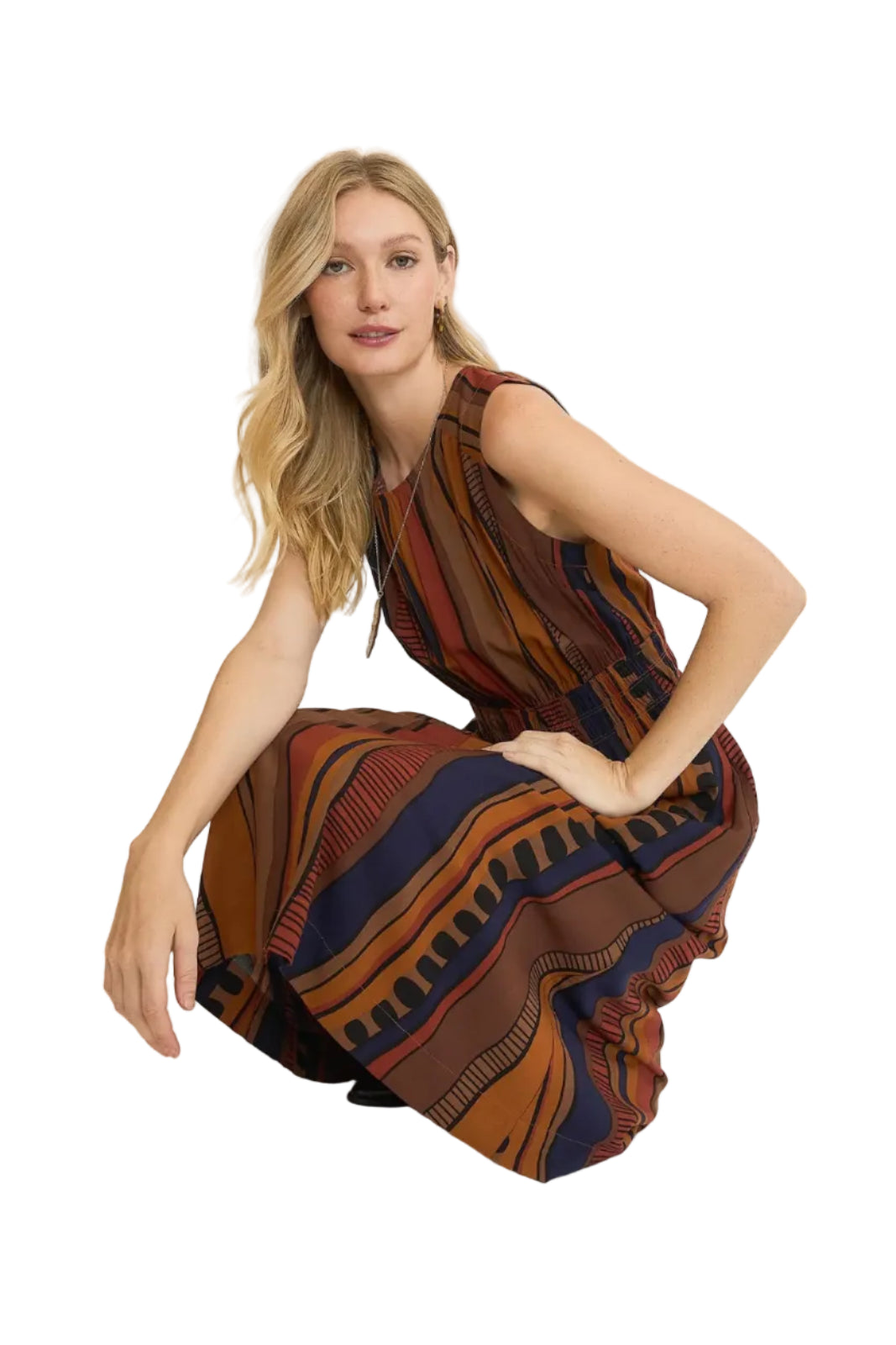 Abstract Print Midi Dress