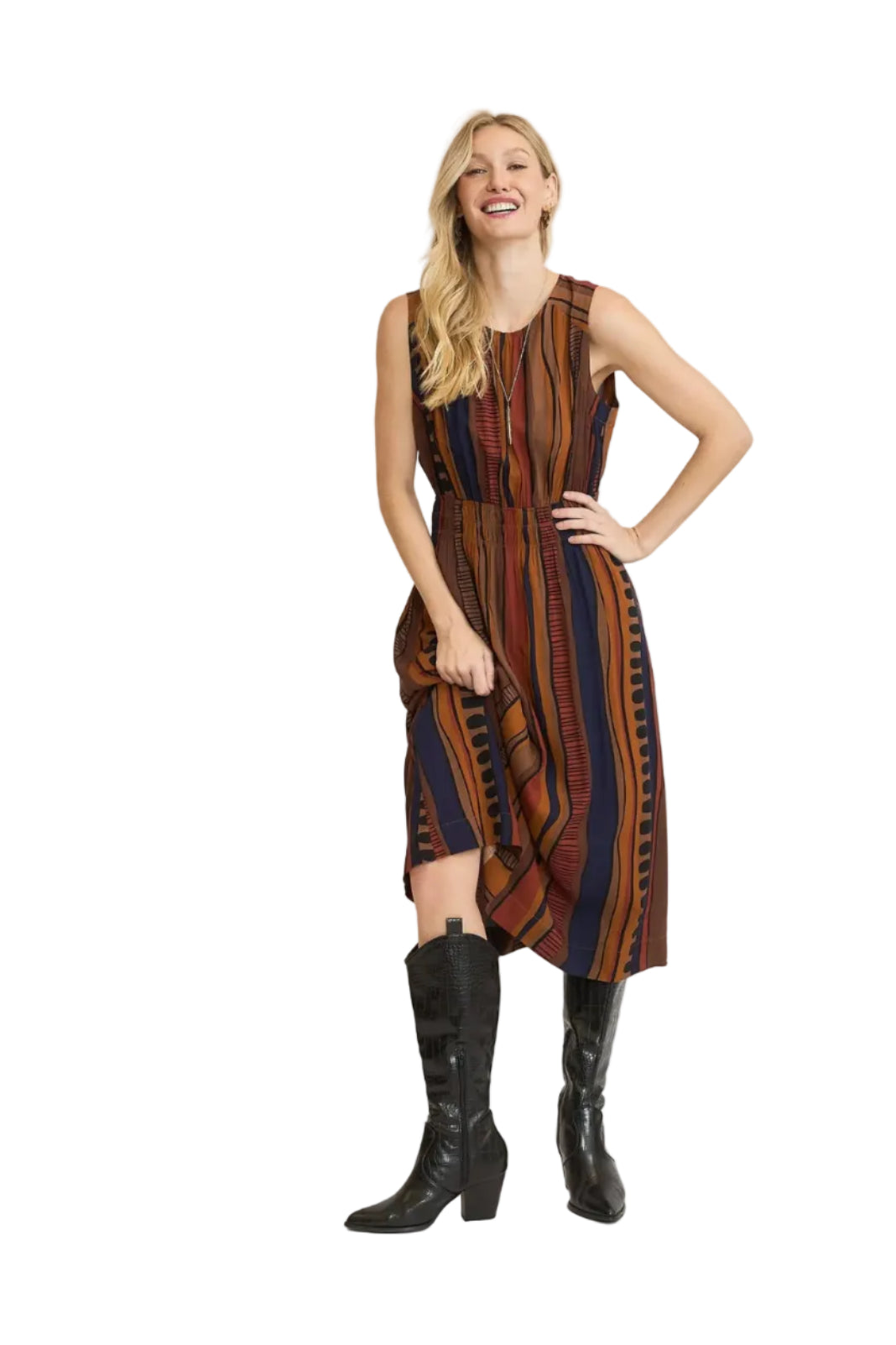 Abstract Print Midi Dress