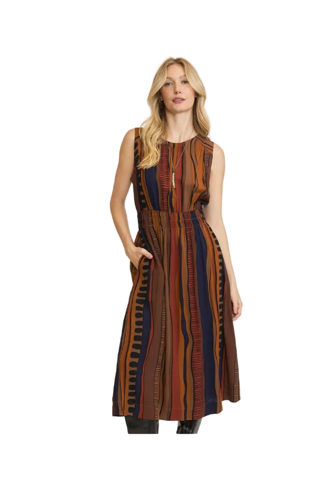 Abstract Print Midi Dress