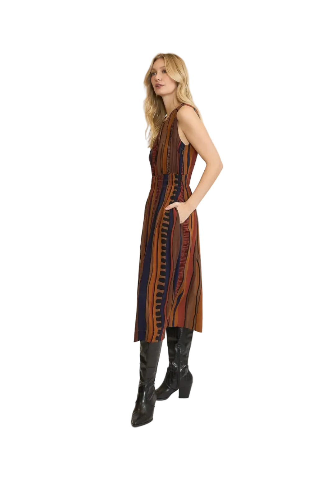 Abstract Print Midi Dress