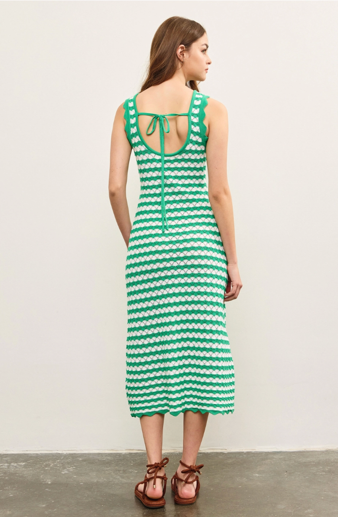 Scallop Edge Sleeveless Sweater Dress