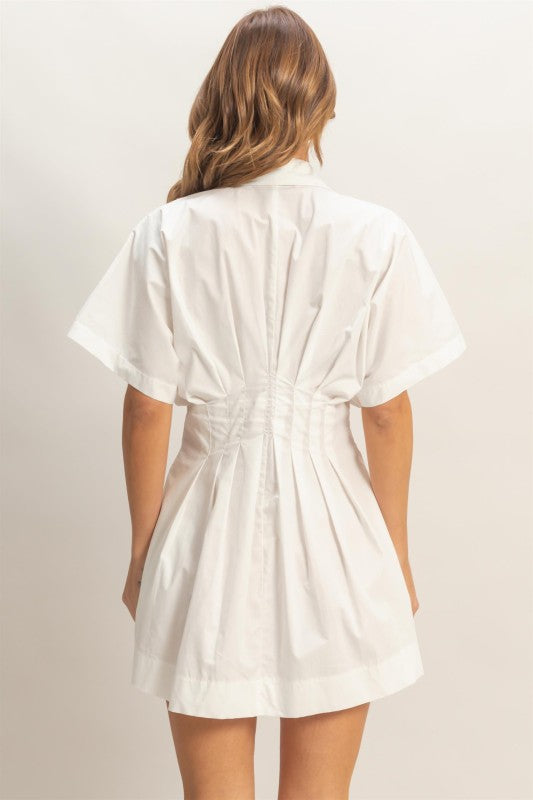 Pleated Button-Up Dress