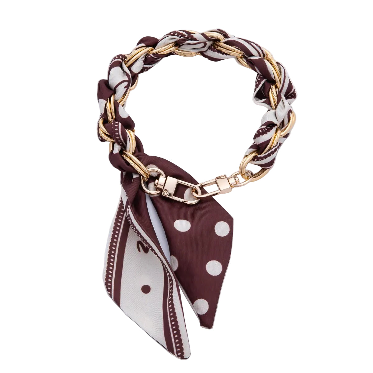 18K Gold Filled Silk Textile Knot Bag Charm Bracelet Keychain