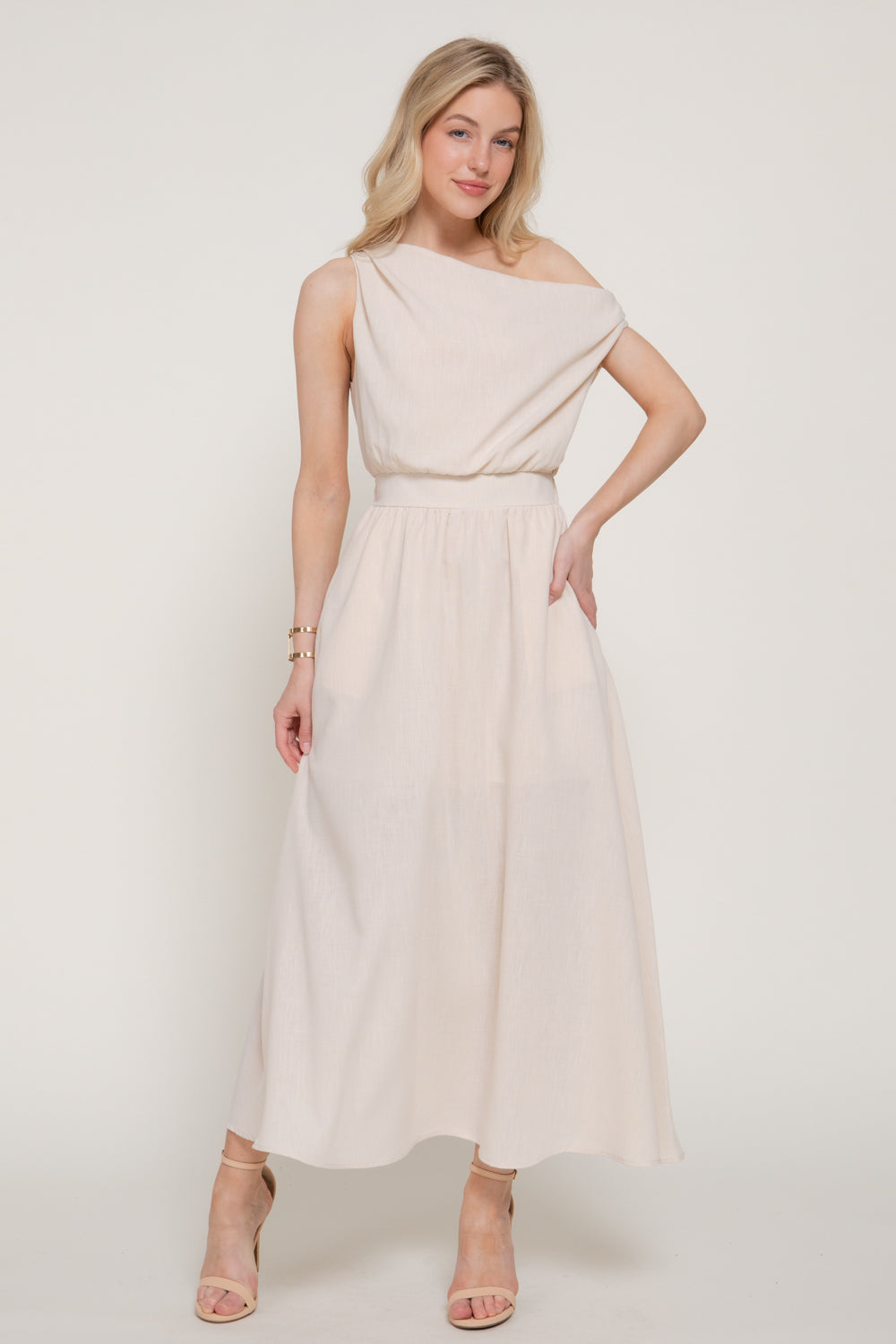 ASYMMETRICAL NECKLINE A-LINE DRESS