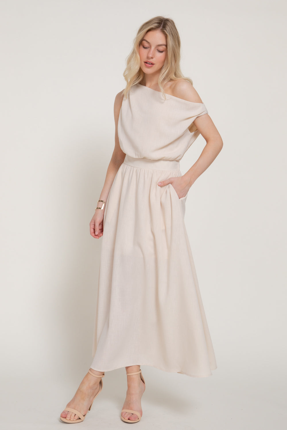 ASYMMETRICAL NECKLINE A-LINE DRESS