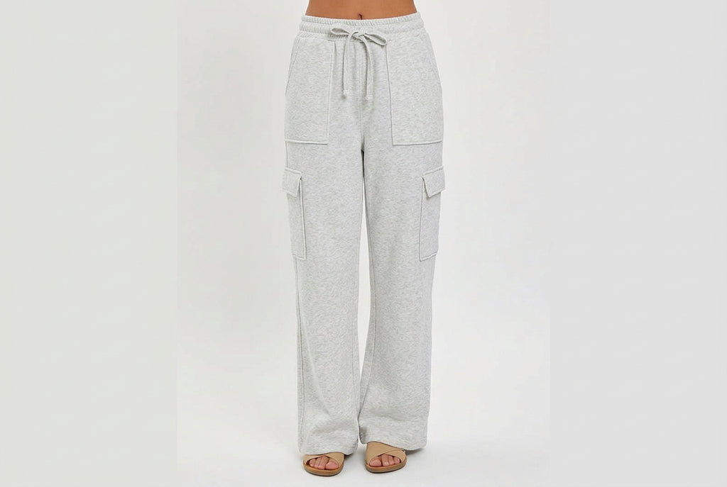High Rise Side Cargo Pocket Wide Pants