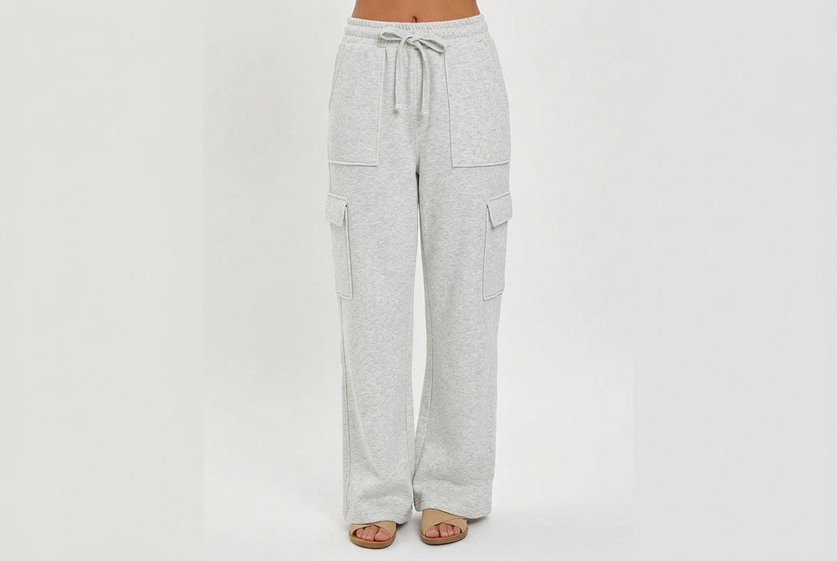 High Rise Side Cargo Pocket Wide Pants