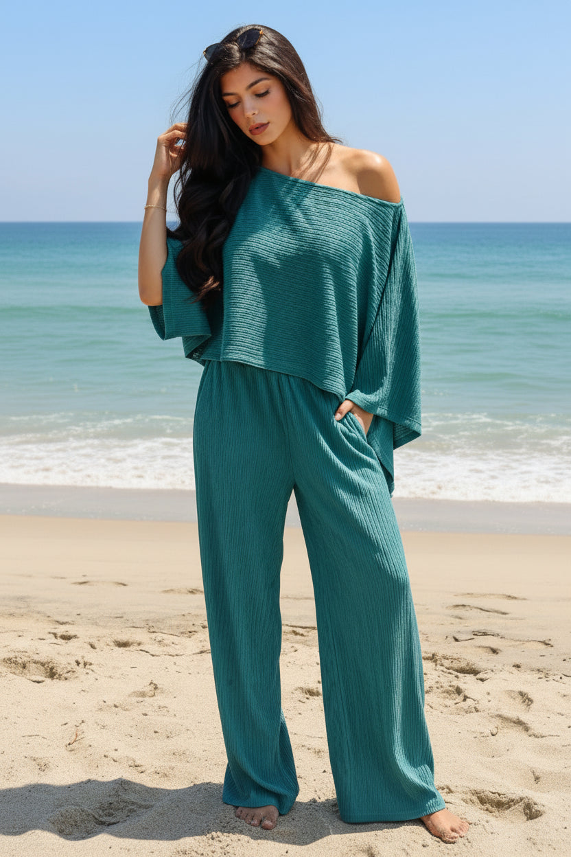 Crinkled Plisse Kimono Set