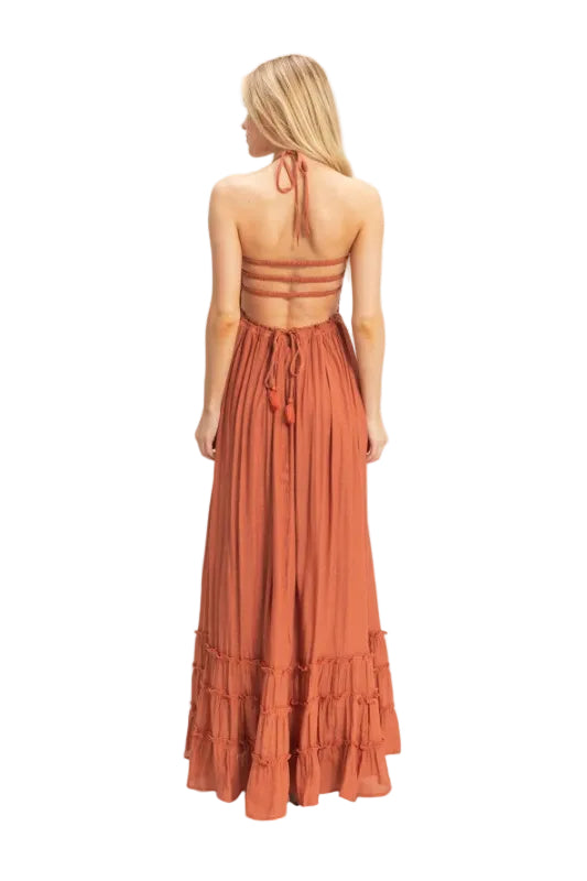 Smocked Halter Maxi Dress