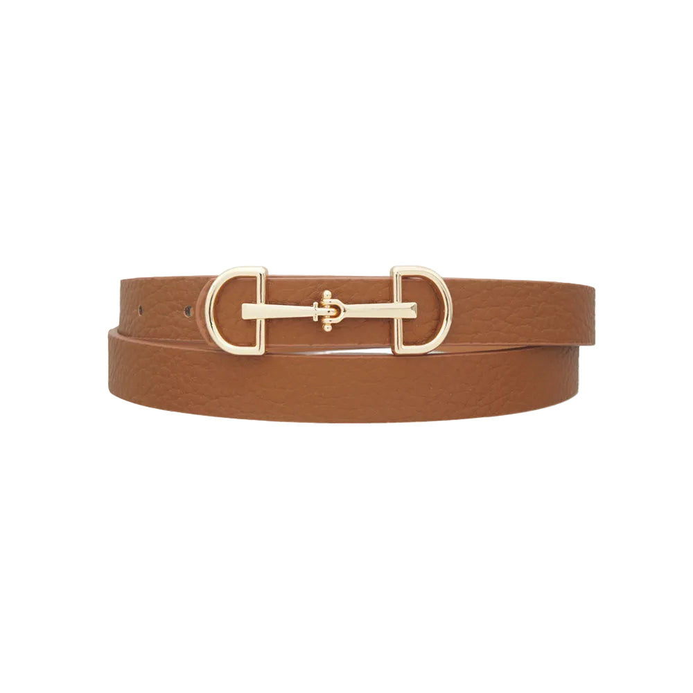 Lux D Ring Horse Bit Buckle Skinny Belt