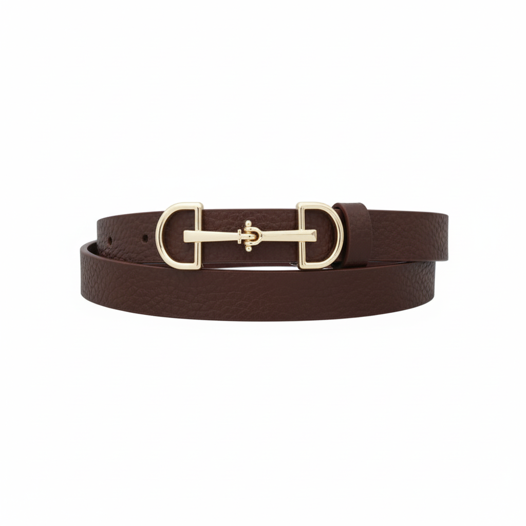 Lux D Ring Horse Bit Buckle Skinny Belt