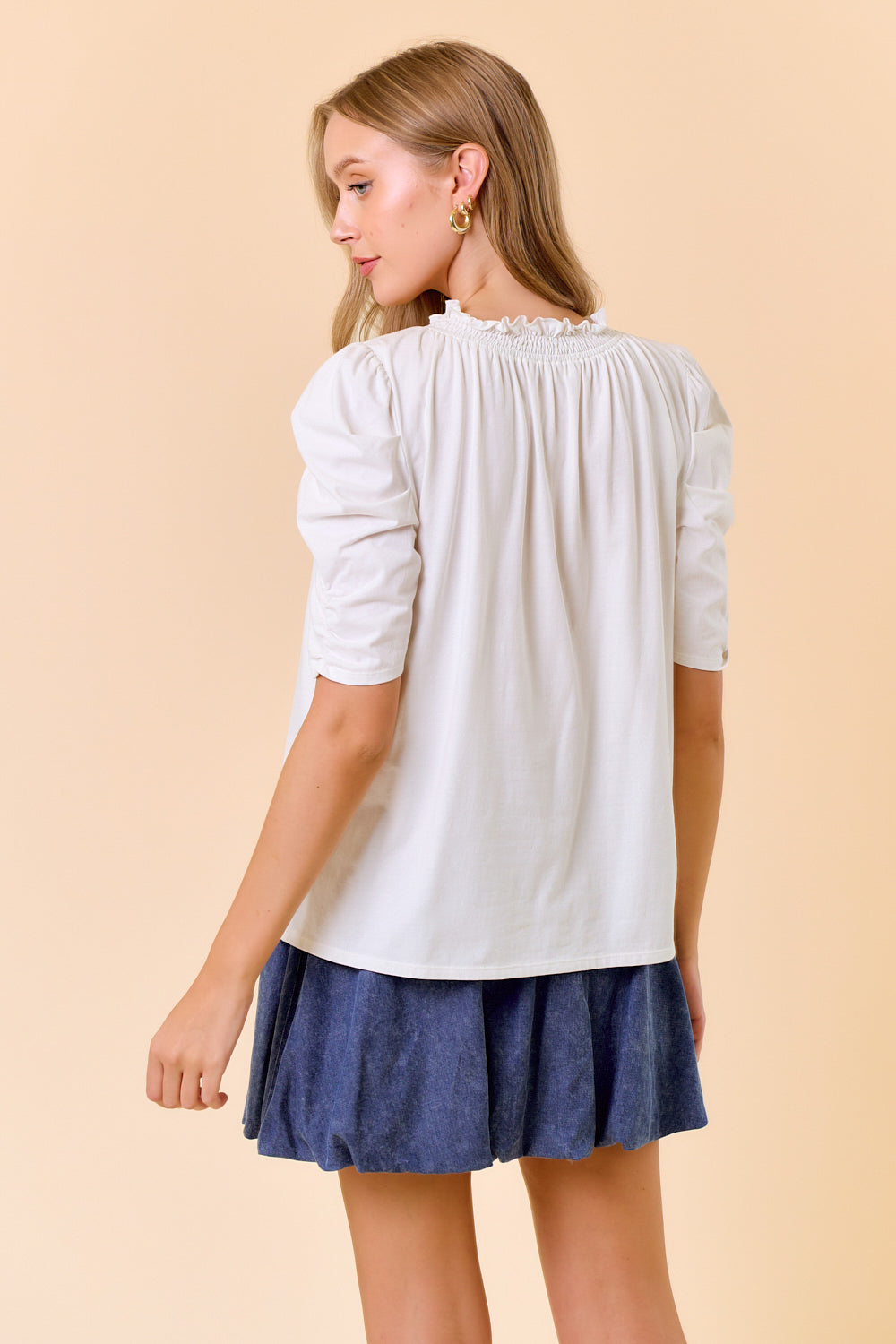 Ruffle Smocked Neck Top
