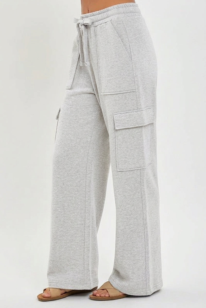 High Rise Side Cargo Pocket Wide Pants