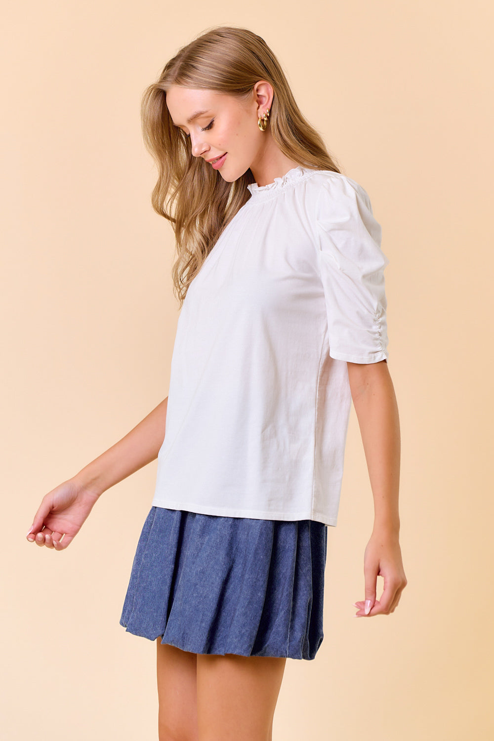 Ruffle Smocked Neck Top