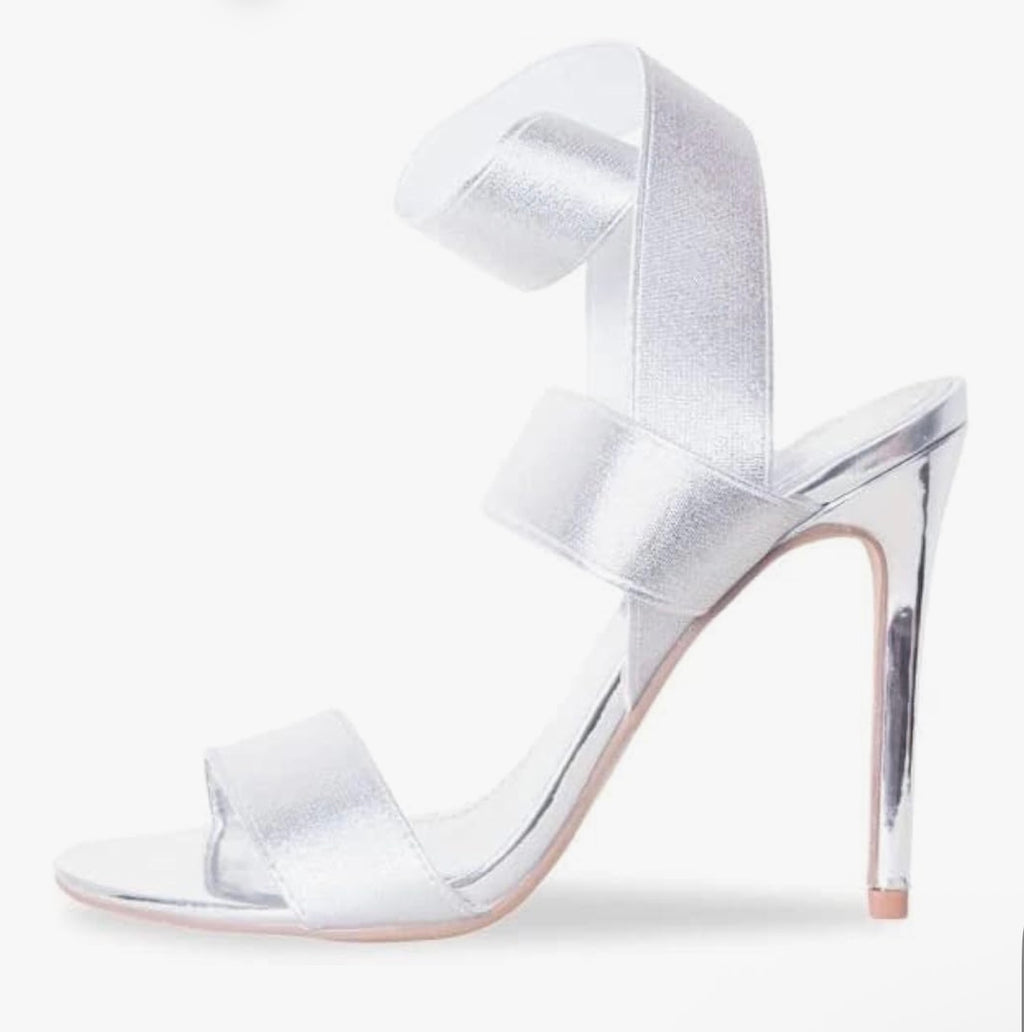 Dallas Ankle-Strap Elastic Fitted Dress Stiletto Heeled Sandals