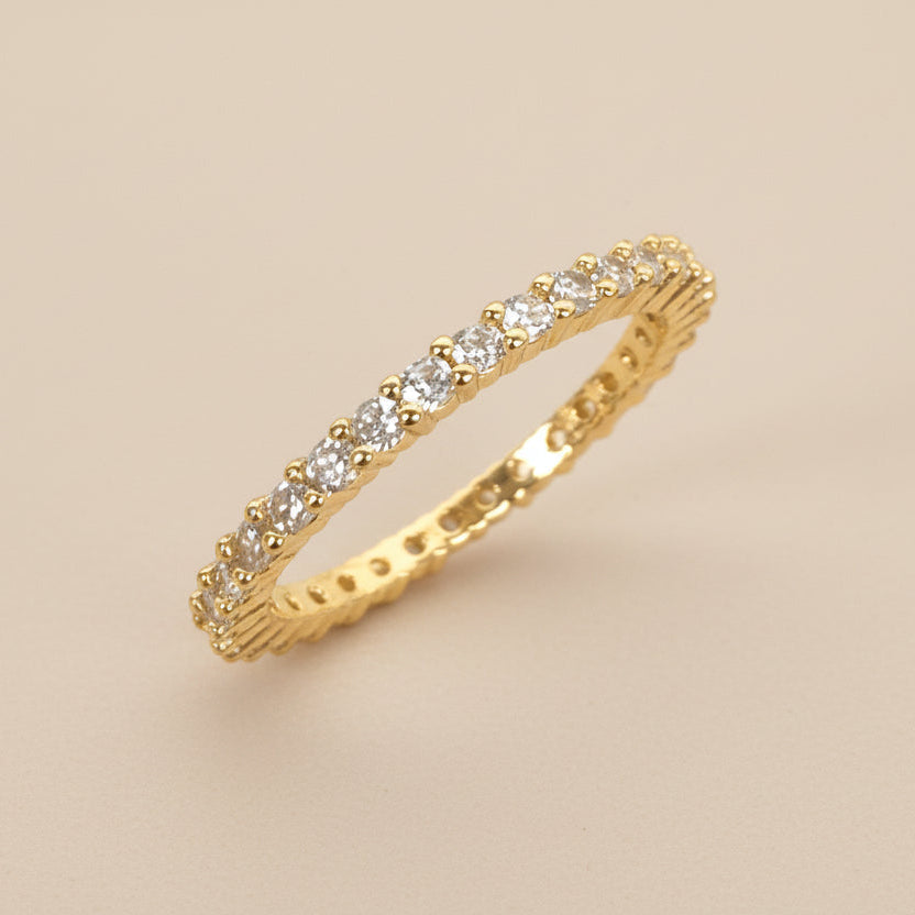Laminado 2mm Round CZ Eternity Band Ring