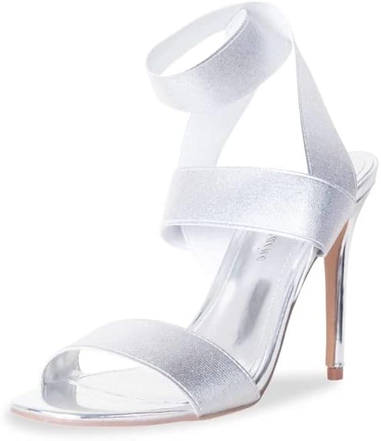 Dallas Ankle-Strap Elastic Fitted Dress Stiletto Heeled Sandals