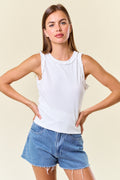 Ribbed Tank with Ruffle Detail