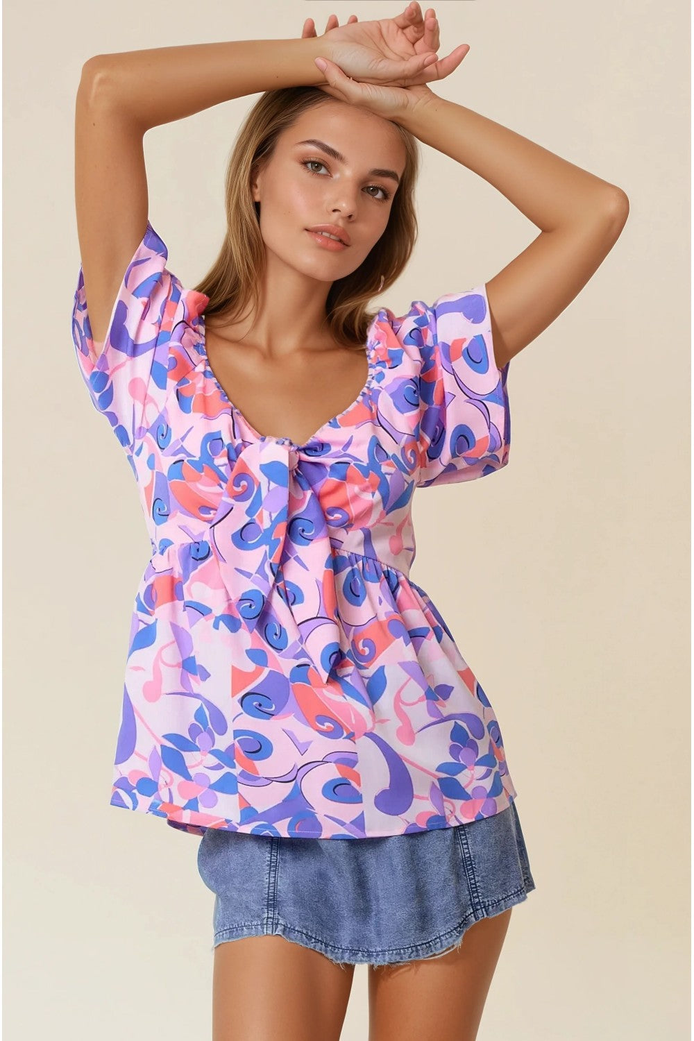 Geometric Abstract Print Top