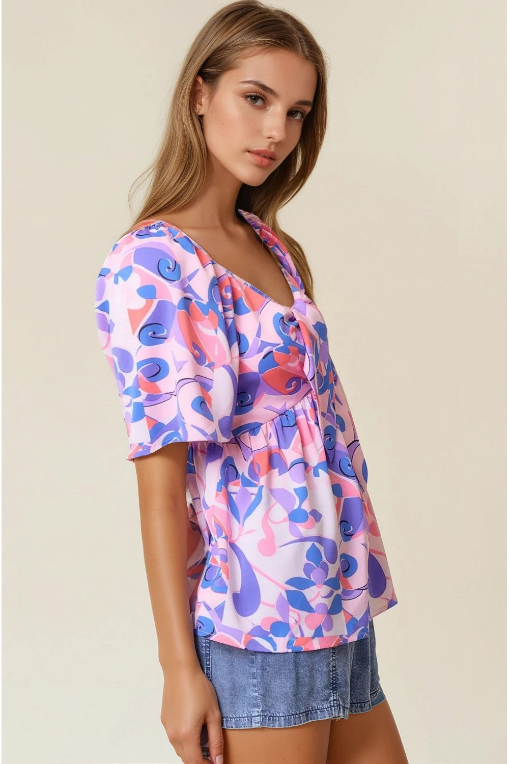 Geometric Abstract Print Top