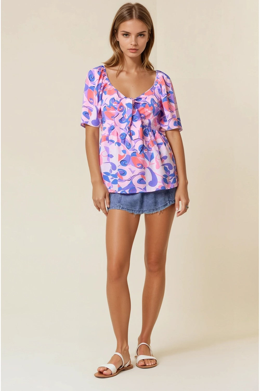 Geometric Abstract Print Top