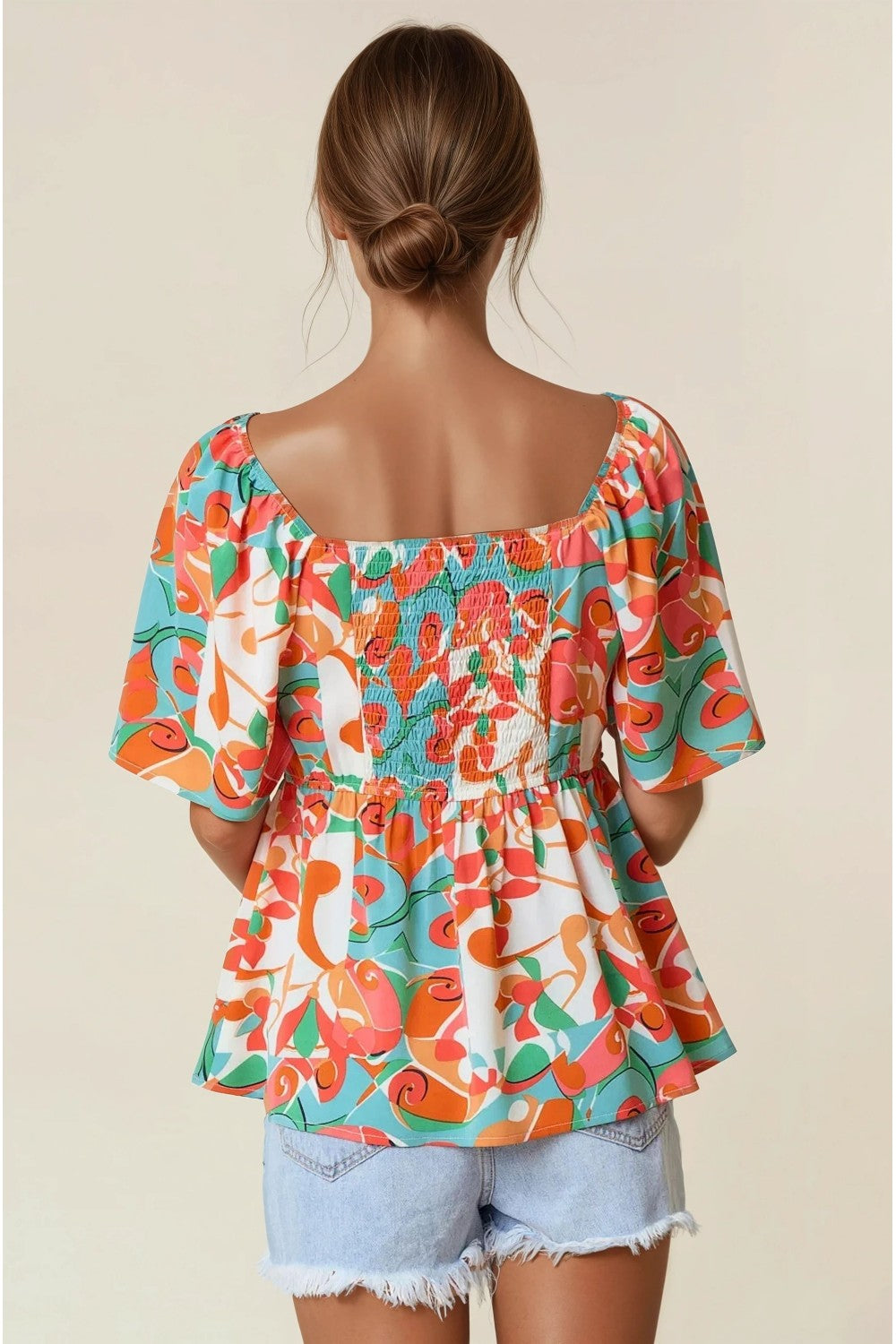 Geometric Abstract Print Top