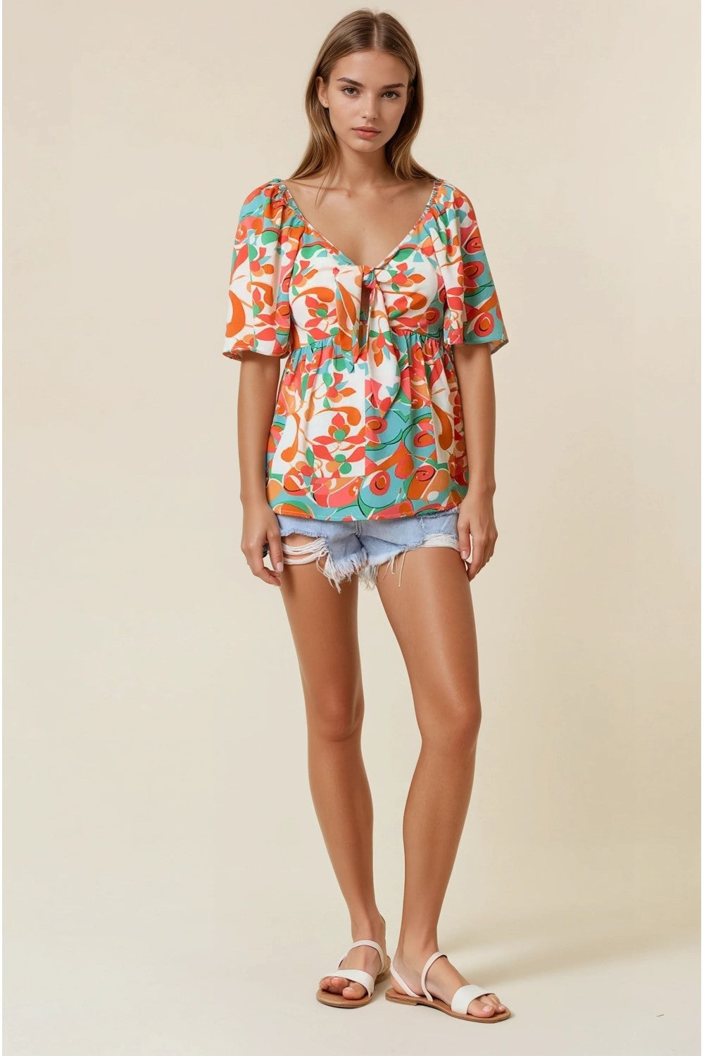 Geometric Abstract Print Top