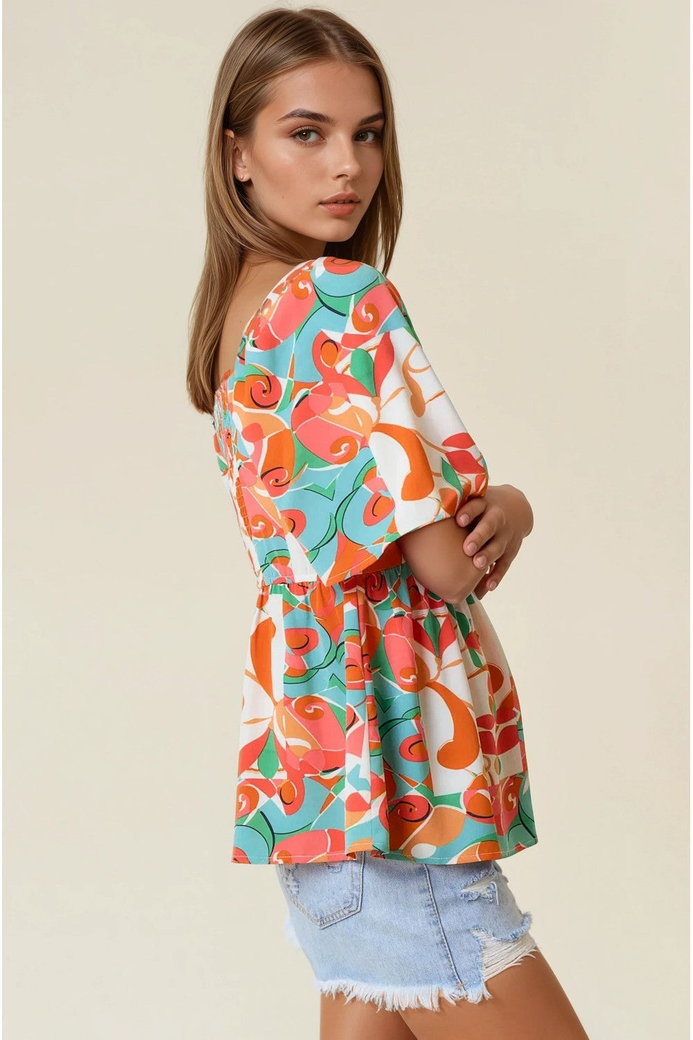 Geometric Abstract Print Top