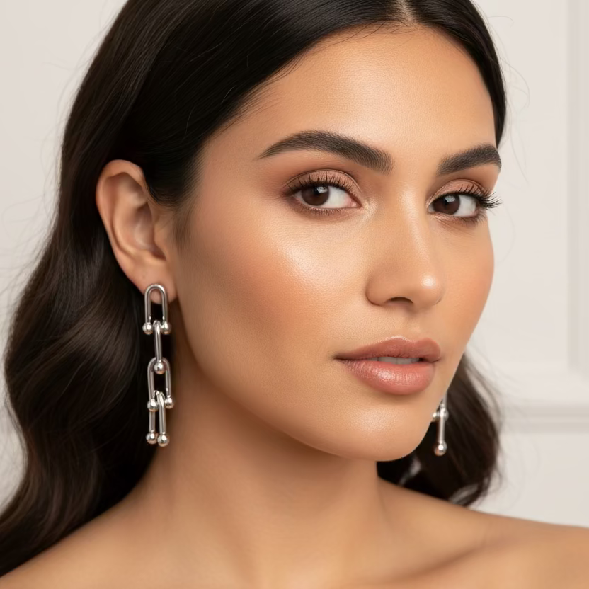 Stainless Steel Venetian U-Link Earrings