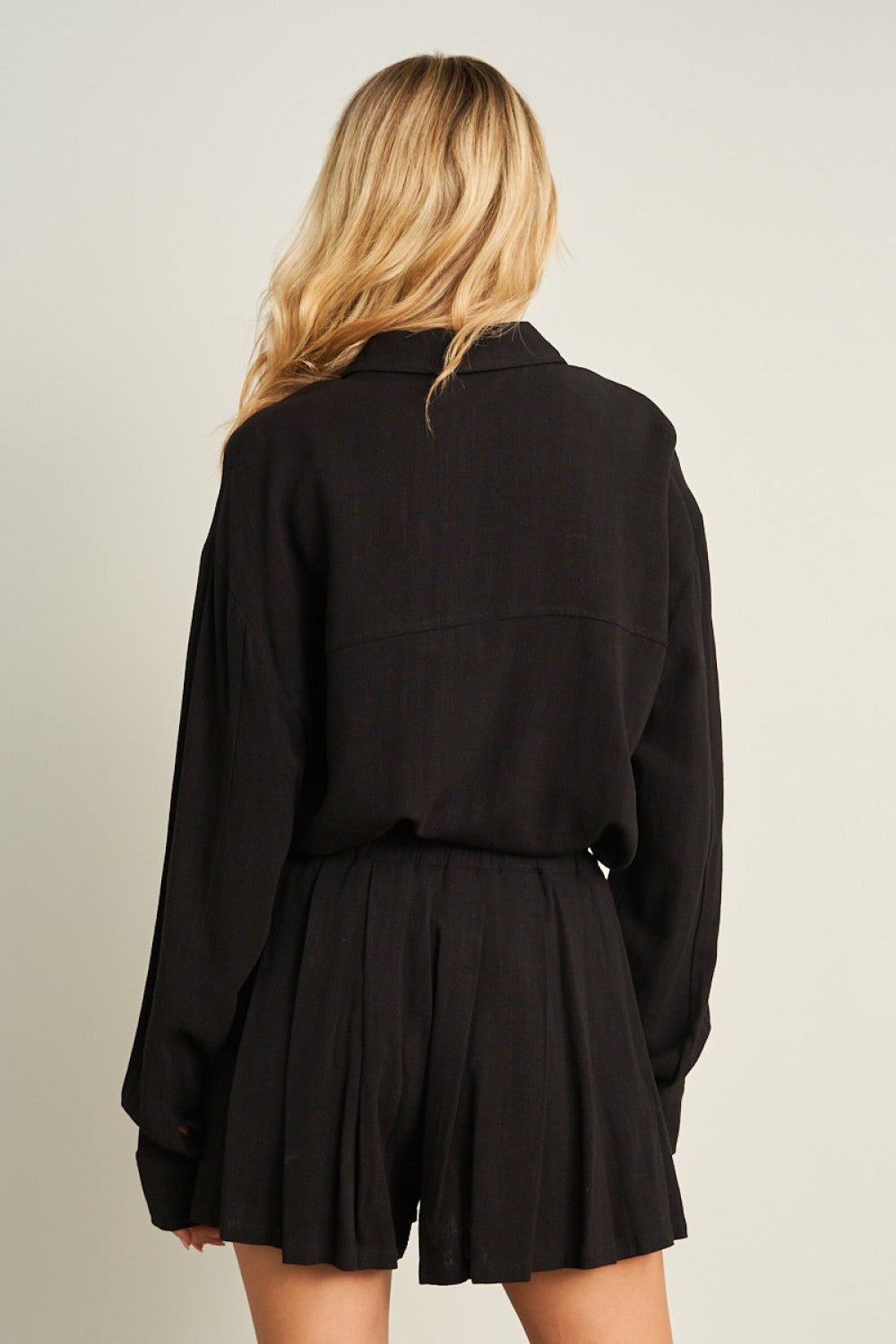 Relaxed Fit Button Up Shirt and Short Set