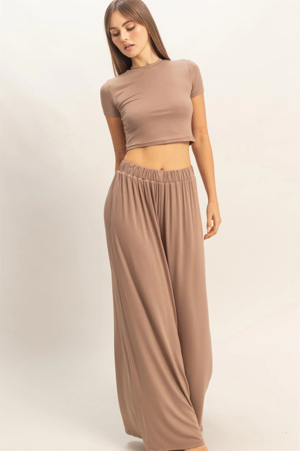 Short Sleeve Top & Wide Leg Pants Set