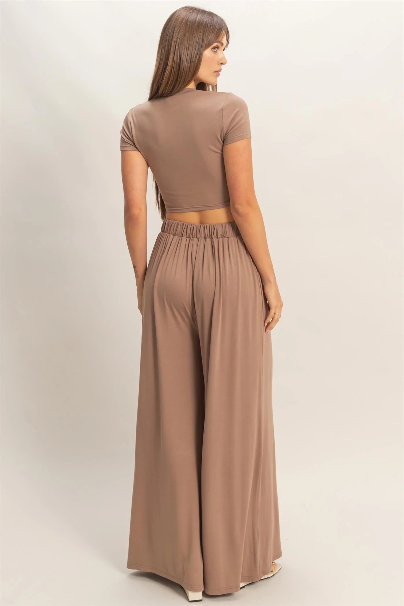 Short Sleeve Top & Wide Leg Pants Set