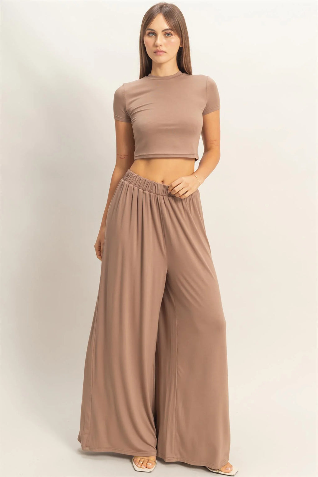 Short Sleeve Top & Wide Leg Pants Set