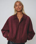 Faux Suede Bomber Jacket