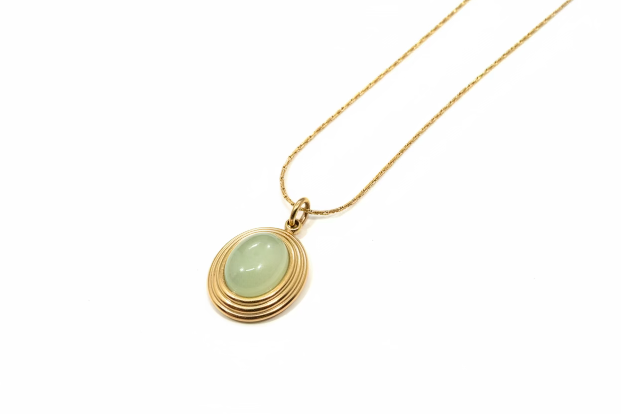 Gold Green Stone Necklace