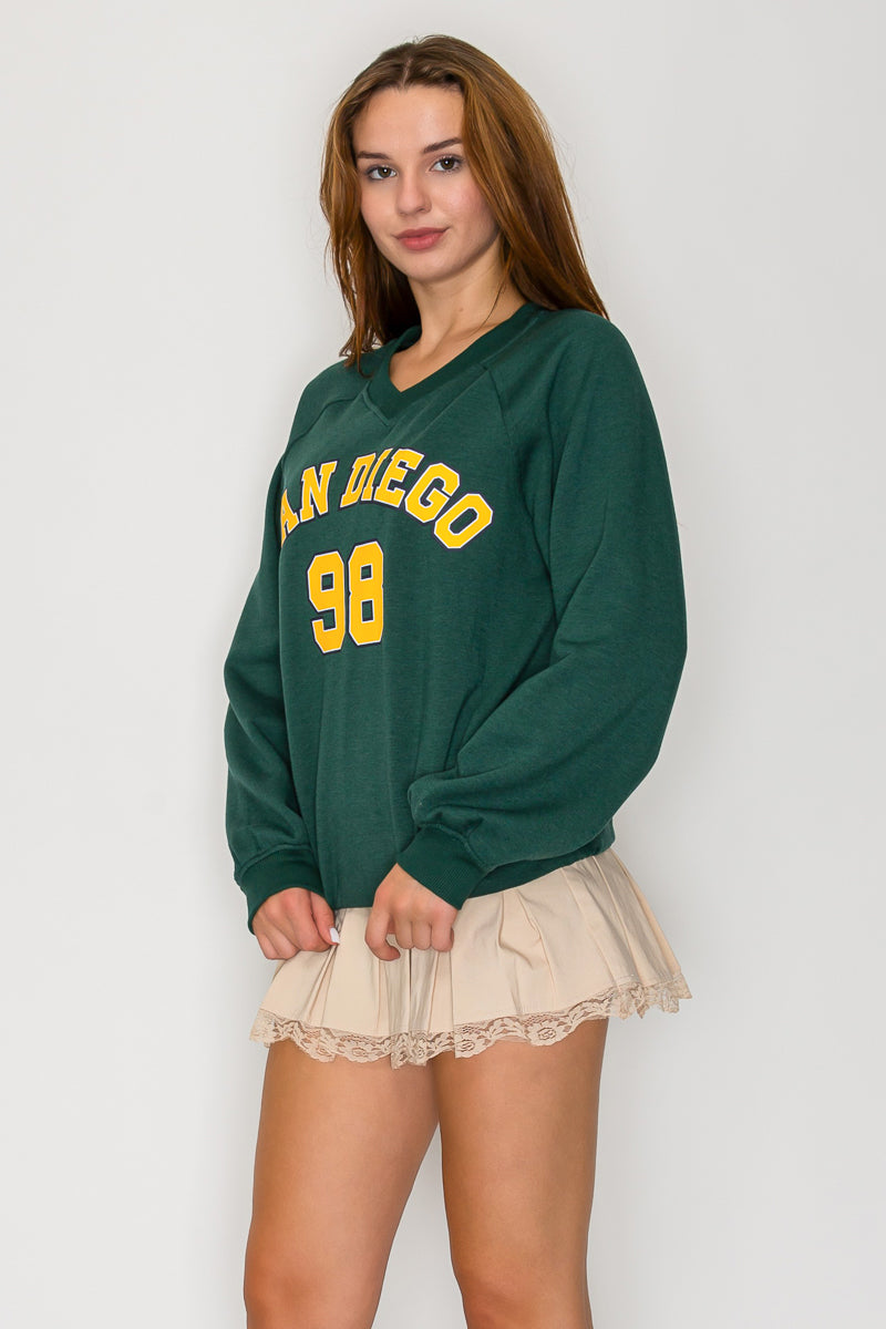 San Diego Fleece Graphic Printed Varsity Sweatshirt Top