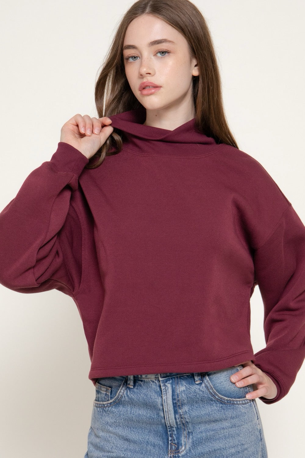 Long Sleeve Neck Hem & Cuffs Inner Brushed Sweatshirt