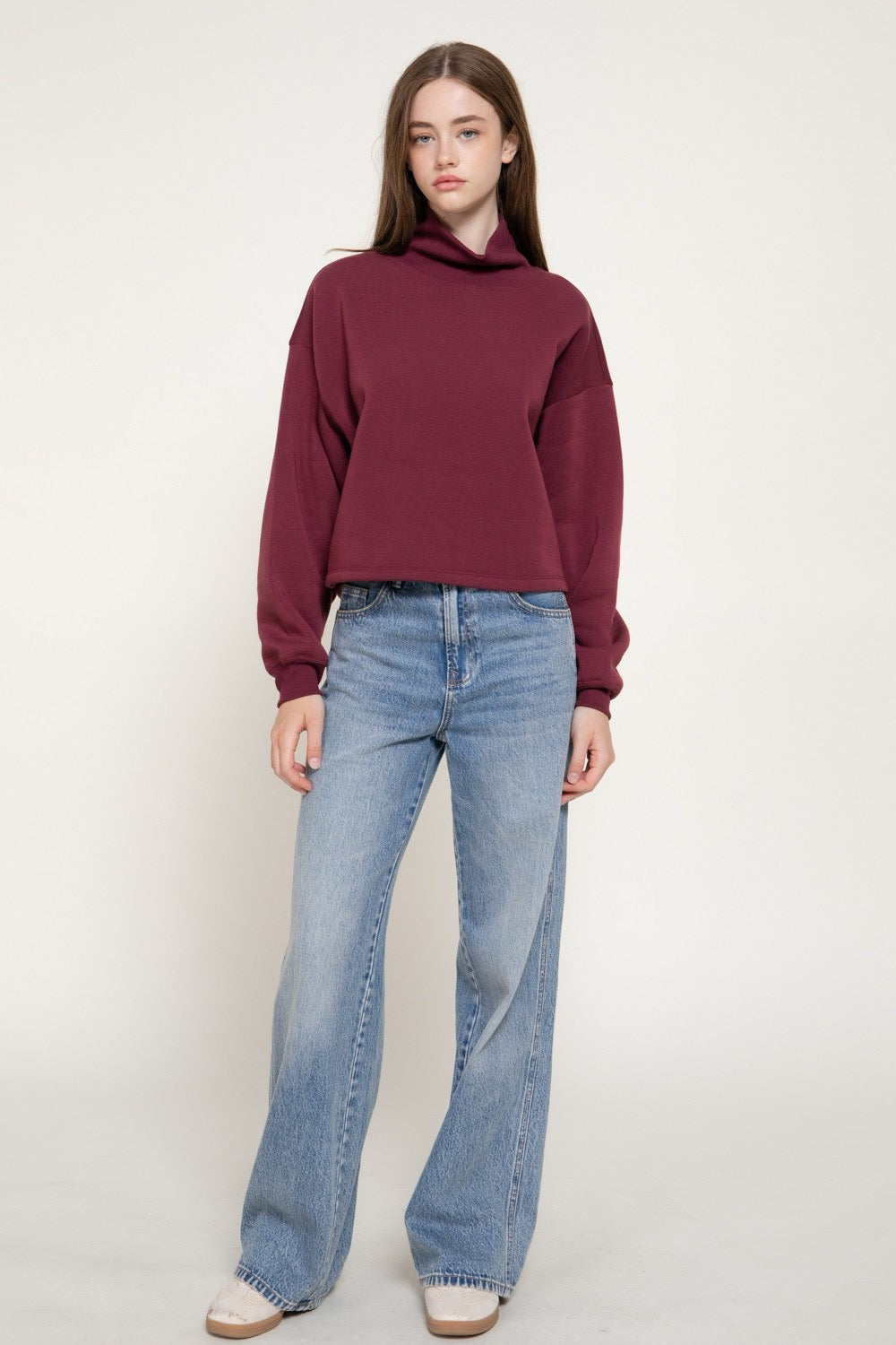 Long Sleeve Neck Hem & Cuffs Inner Brushed Sweatshirt