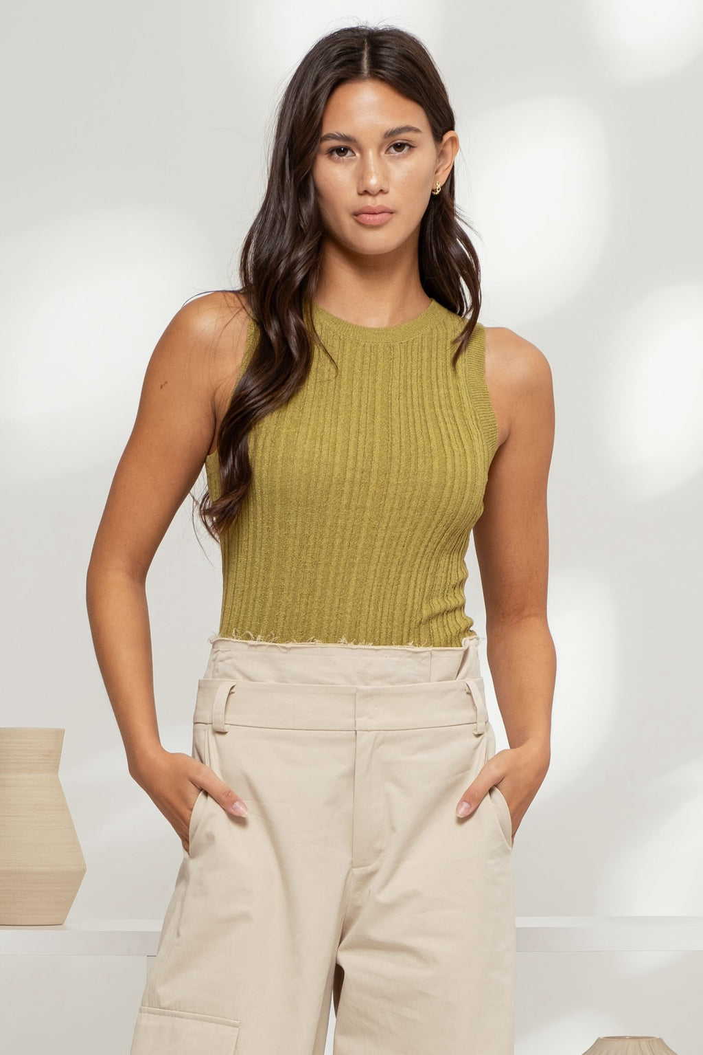 Sleeveless Round Neck Sweater Knit Top