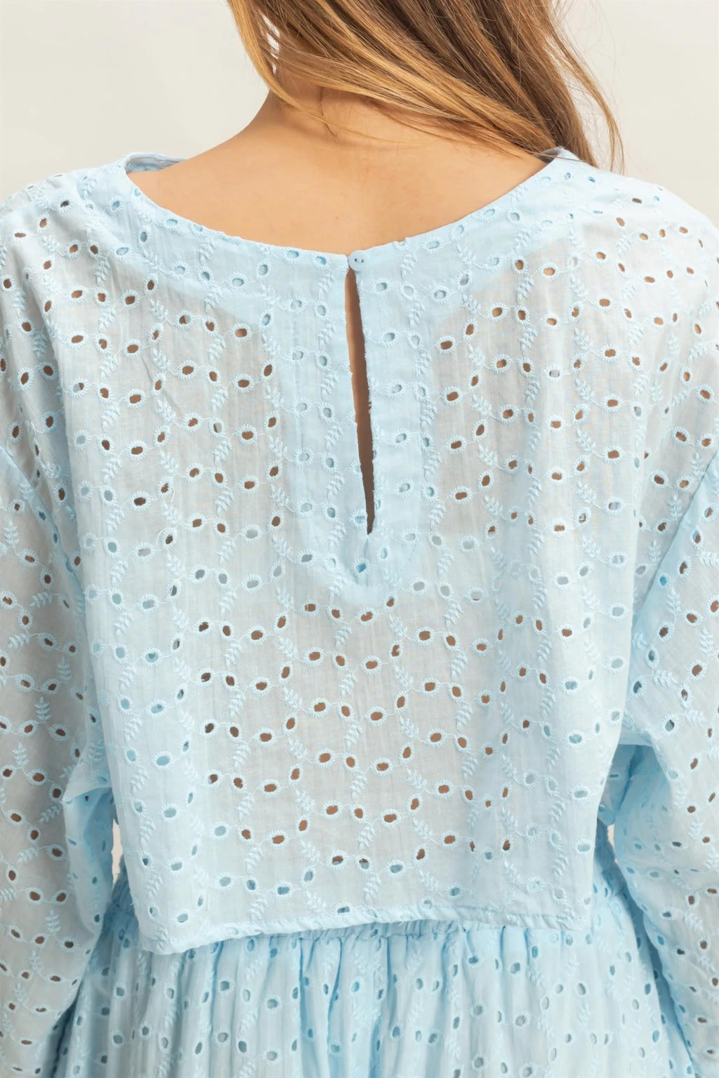 Eyelet Long Sleeve Top & Shorts Set