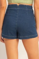 Button-Detail Denim Shorts
