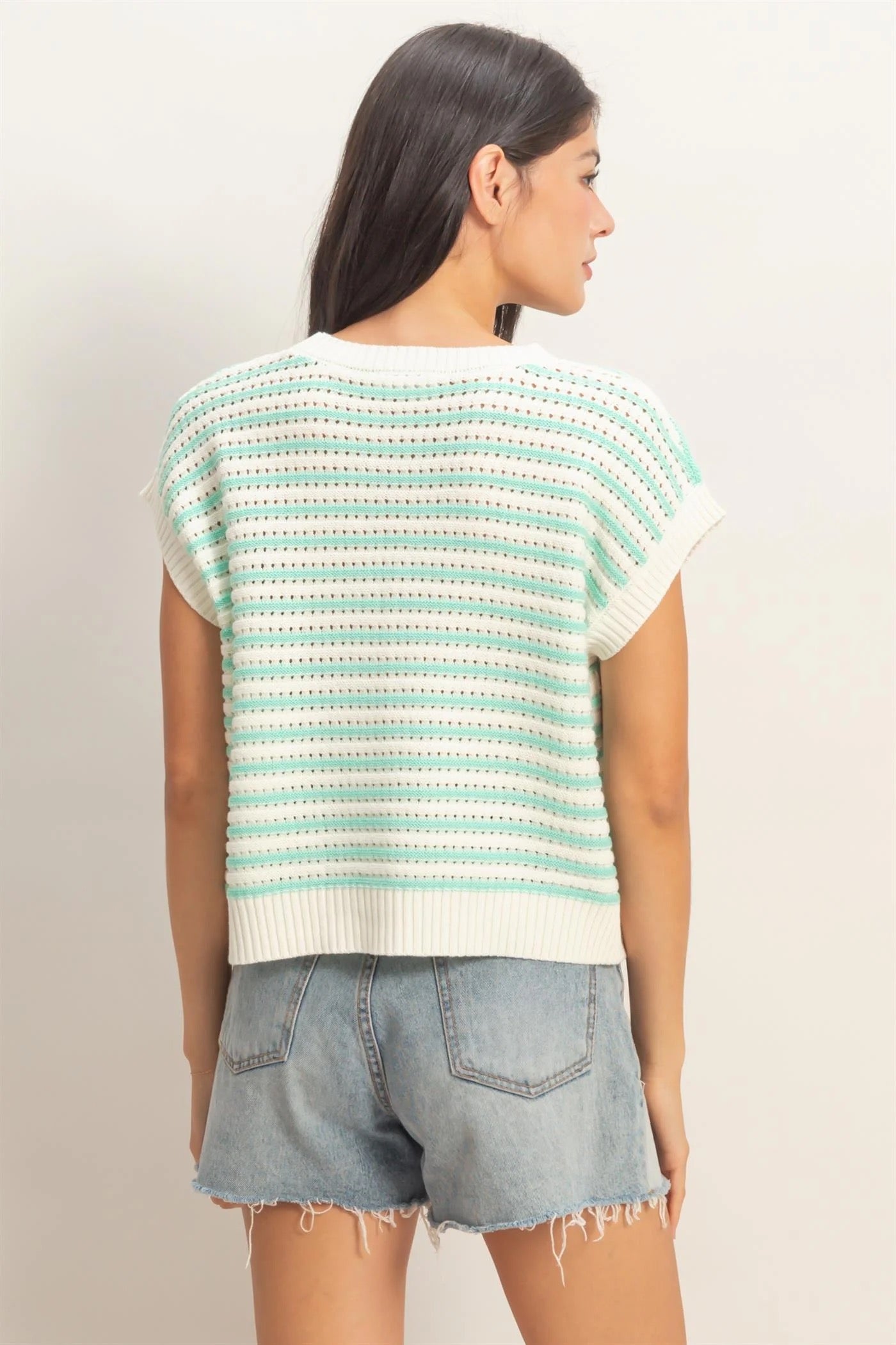Striped Sleeveless Crew Neck Top