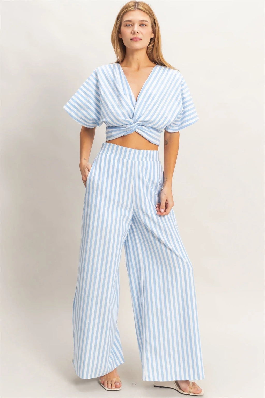 Striped Twist Front Top & Pants