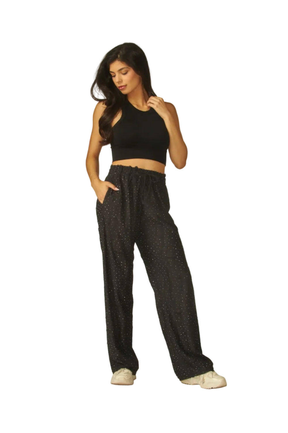 Rhinestone Destroyed Drawstring Lounge Pants
