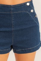 Button-Detail Denim Shorts