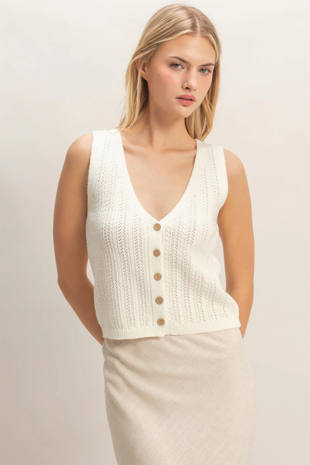 V-Neck Knit Tank Top