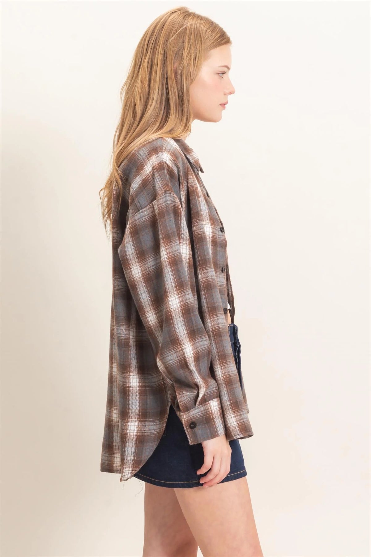 Plaid Button-Up Shirt