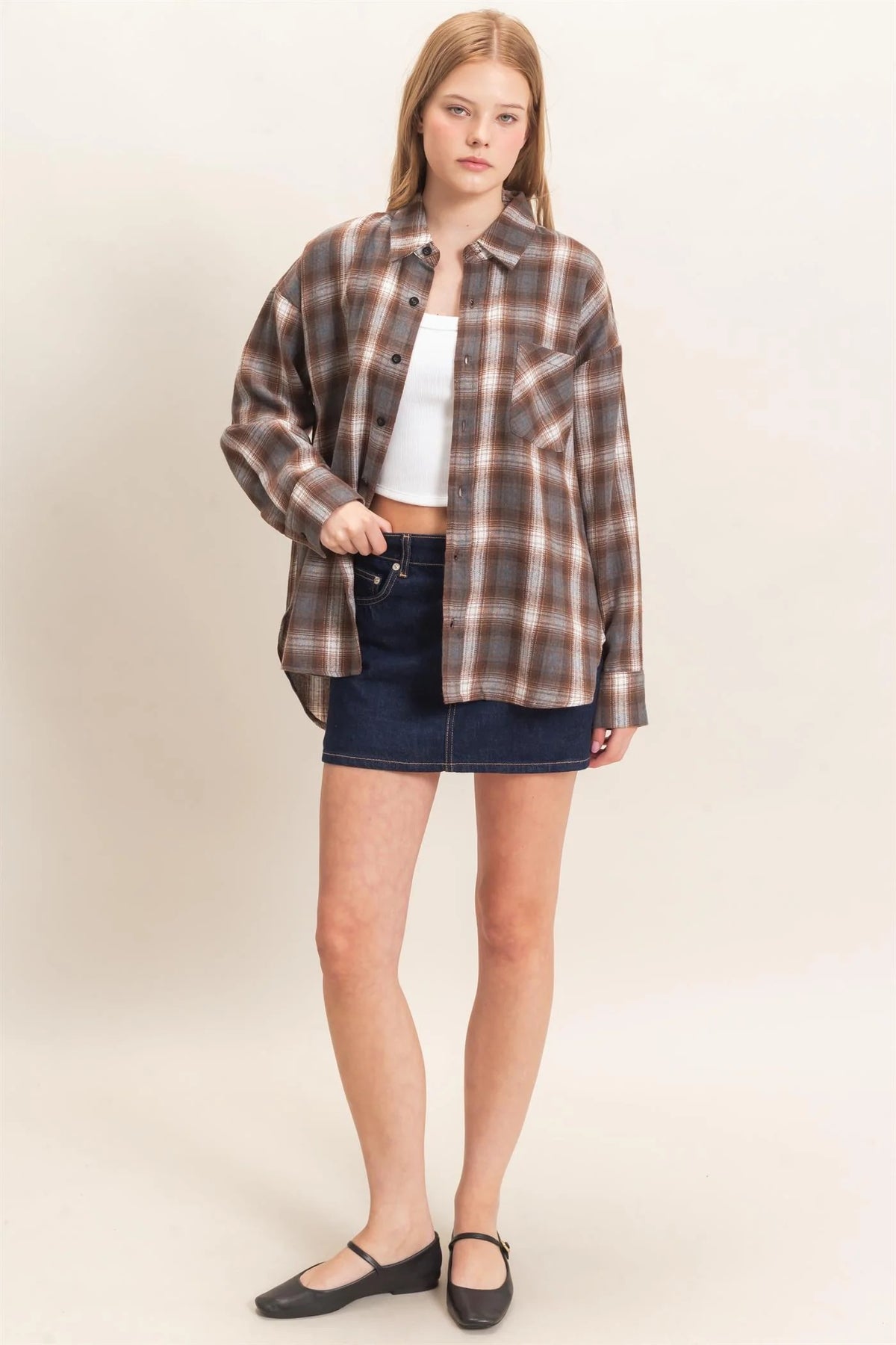 Plaid Button-Up Shirt