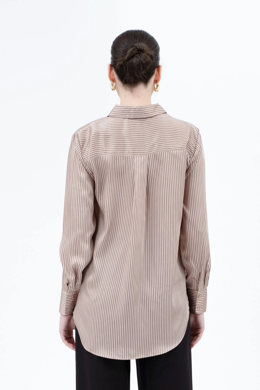 Pinstripe Pattern Collard Long Sleeve Shirt